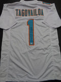 Tua Tagovailoa Miami Dolphins Autographed Custom Football Jersey GA coa by Price Is Right Miami