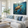 Turtle In Seagrass Coastal Wall Art by Tailored Canvases