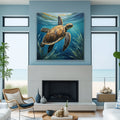 Turtle In Seagrass Coastal Wall Art by Tailored Canvases