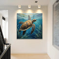 Turtle In Seagrass Coastal Wall Art by Tailored Canvases
