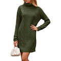 Turtleneck Pullover Sweaters Casual Long Sleeve Plain Winter Knit Sweater Dress by DailySale