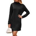 Turtleneck Pullover Sweaters Casual Long Sleeve Plain Winter Knit Sweater Dress by DailySale