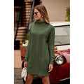 Turtleneck Pullover Sweaters Casual Long Sleeve Plain Winter Knit Sweater Dress by DailySale