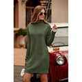 Turtleneck Pullover Sweaters Casual Long Sleeve Plain Winter Knit Sweater Dress by DailySale