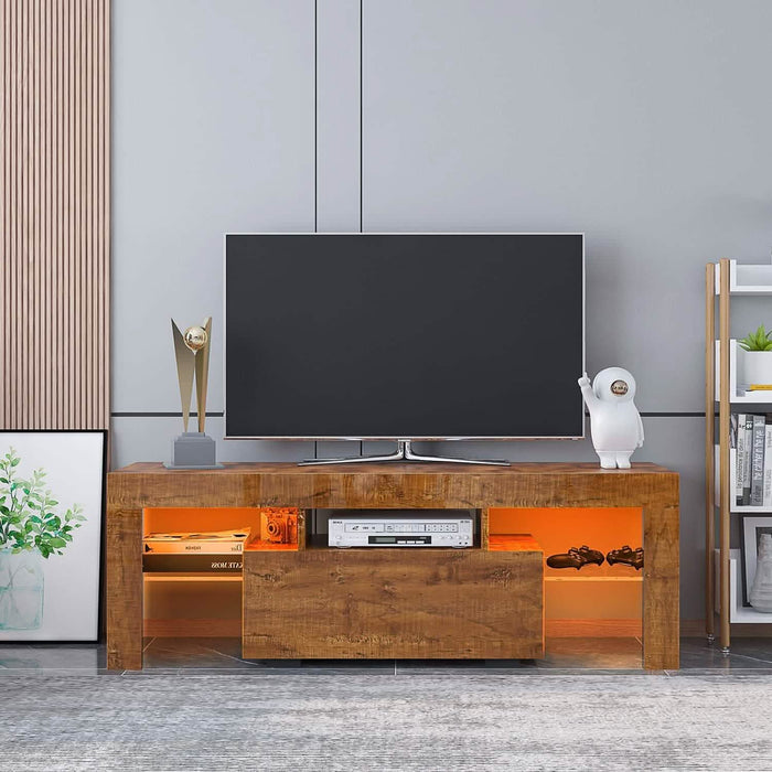 TV Stand with LED Lights Open Shelf Console Storage Table by DailySale