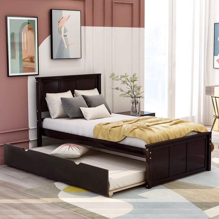 Twin Size Platform Bed with A Trundle by DailySale