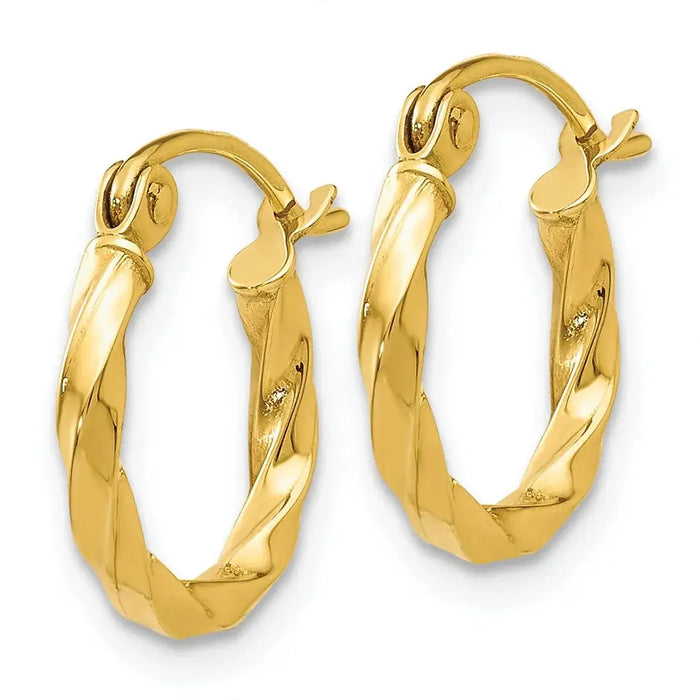 Twisted 14k Gold Hoop Earrings by Fine Color Jewels