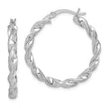 Twisted Silver Hoop Earrings by Fine Color Jewels