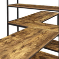 Two Person Computer Desk with Bookshelf Wood and Metal by DailySale