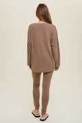 Two Piece Comfy Slub Set - Mocha by Boutique 23
