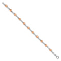 Two-Tone Rhodium and Rose Gold Plated Silver Alternating Multi-Size Polished Ball Station Lobster Clasp Beaded Bracelet by Fine Color Jewels