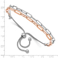 Two-Tone Rose Gold Plated Sterling Silver 2-Strand Paperclip Link Adjustable Slider Bolo Bracelet by Fine Color Jewels