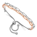 Two-Tone Rose Gold Plated Sterling Silver 2-Strand Paperclip Link Adjustable Slider Bolo Bracelet by Fine Color Jewels