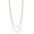 Two-Tone Rose Gold Plated Sterling Silver 2-Strand Paperclip Link Adjustable Slider Bolo Bracelet by Fine Color Jewels