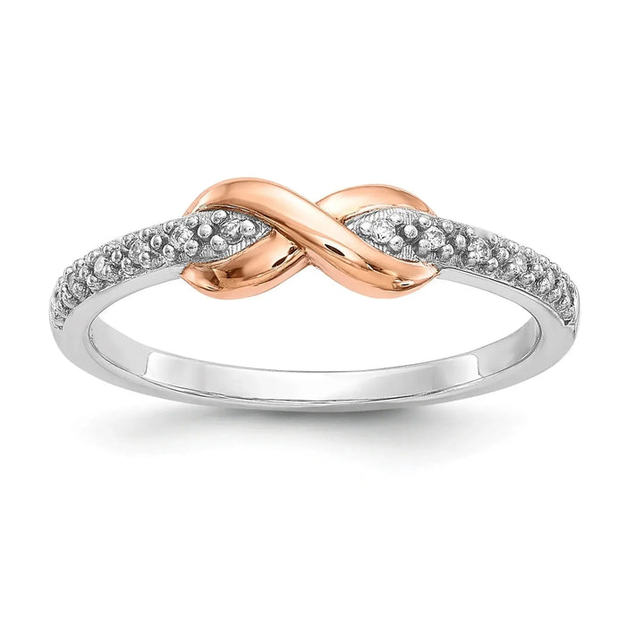 Two-Tone Silver Infinity Diamond Ring by Fine Color Jewels