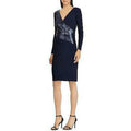 Lauren Ralph Lauren Womens Dress Sheath Sequined V-Neck by Vanessa Jane