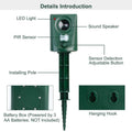 Ultrasonic Animal Repeller IP4 Waterproof Motion Sensor Repellent with Flashing Led Light by DailySale