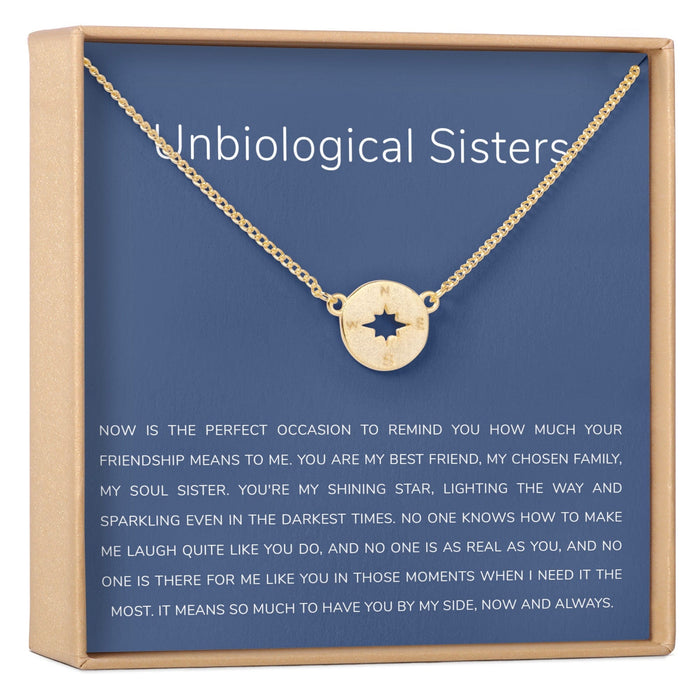 Unbiological Sisters Compass Necklace by Dear Ava
