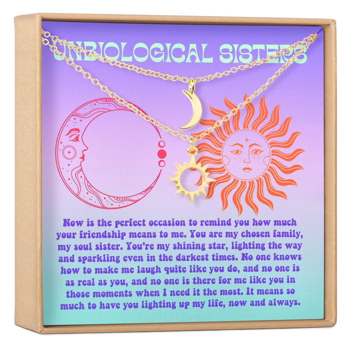 Unbiological Sisters Sun and Moon Pendants Necklace Set by Dear Ava