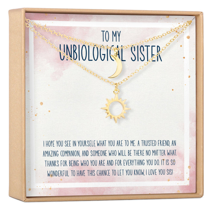 Unbiological Sisters Sun and Moon Pendants Necklace Set by Dear Ava