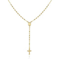 Unisex 14K Gold Virgin Mary Rosary Bead Cross Necklace 18'' by DailySale