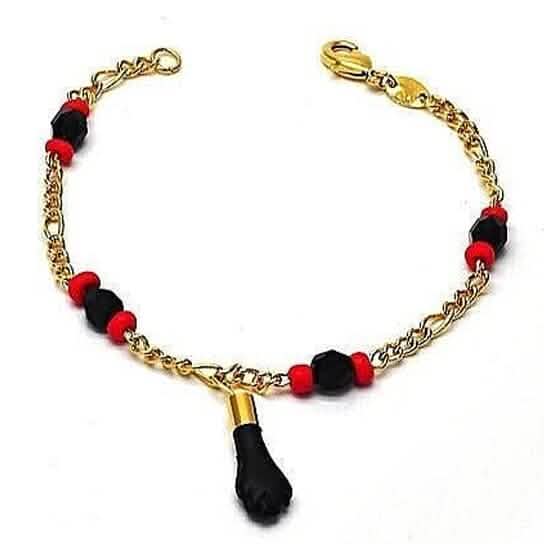 Unisex 18k Gold Filled High Polish Finish Azabachi Charm Bracelet by DailySale