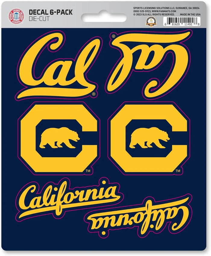 University of California Berkley Bears 6-Piece Decal Sticker Set, 5x6 Inch Sheet, Gift for football fans for any hard surfaces around home, automotive, personal items by Fielders Choice