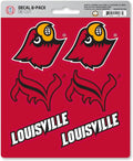 University of Louisville Cardinals 6-Piece Decal Sticker Set, 5x6 Inch Sheet, Gift for football fans for any hard surfaces around home, automotive, personal items by Fielders Choice