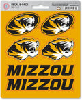 University of Missouri Tigers 6-Piece Decal Sticker Set, 5x6 Inch Sheet, Gift for football fans for any hard surfaces around home, automotive, personal items by Fielders Choice