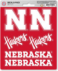 University of Nebraska Cornhuskers 6-Piece Decal Sticker Set, 5x6 Inch Sheet, Gift for football fans for any hard surfaces around home, automotive, personal items by Fielders Choice