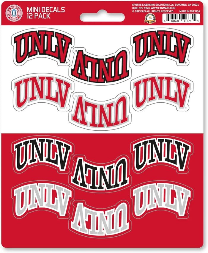 University of Nevada Las Vegas UNLV Running Rebels 12-Piece Mini Decal Sticker Set, 5x6 Inch Sheet, Gift for football fans for any hard surfaces around home, automotive, personal items by Fielders Choice
