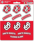 University of South Dakota Coyotes 12-Piece Mini Decal Sticker Set, 5x6 Inch Sheet, Gift for football fans for any hard surfaces around home, automotive, personal items by Fielders Choice