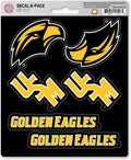 University of Southern Mississippi Golden Eagles 6-Piece Decal Sticker Set, 5x6 Inch Sheet, Gift for football fans for any hard surfaces around home, automotive, personal items by Fielders Choice
