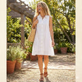 Calvin Klein Womens Shirt Cotton Eyelet Button Front Trapeze Dress, size 12 by Vanessa Jane