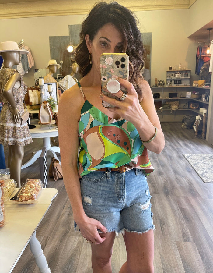 Abstract Leaves Tank Top - Kelly Green by Boutique 23