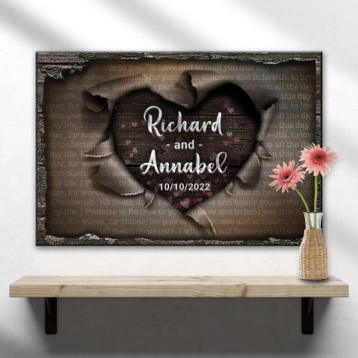 Unwrapped Heart Wedding Vows Sign by Tailored Canvases