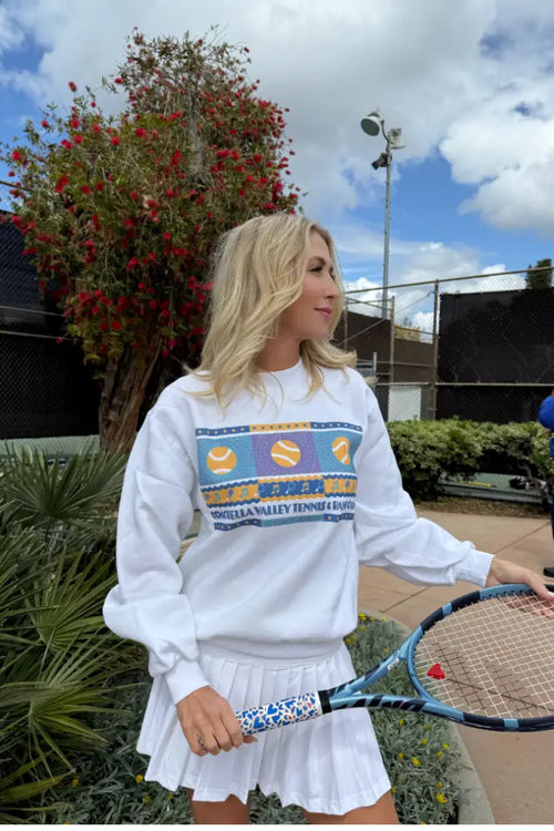 Upcycled/Vintage Coachella Valley Tennis & Band Camp Sweatshirt (Size Small) by Ace The Moon