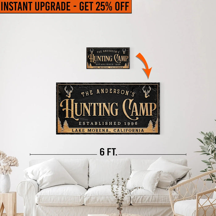 Upgrade Your 10x20 Inches 'Family Hunting Camp' To 24x48 Inches Canvas by Tailored Canvases