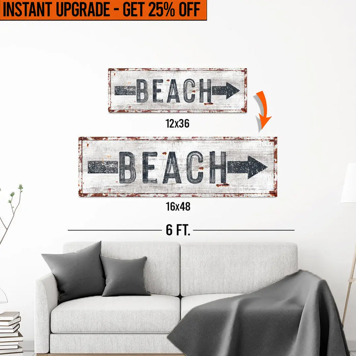 Upgrade Your 12x36 Inches 'Beach Arrow' (Style 2) Canvas To 16x48 Inches by Tailored Canvases