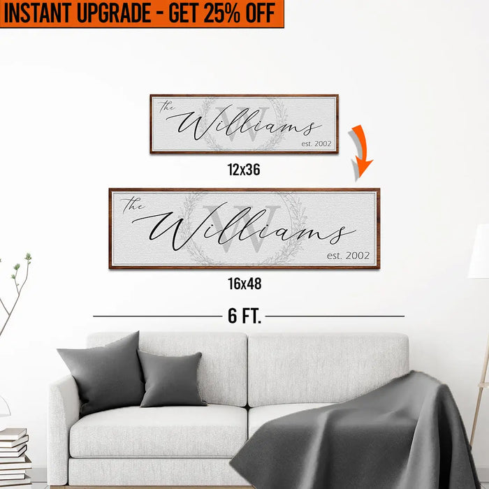 Upgrade Your 12x36 Inches 'Family Sign' (Style 1) Canvas To 16x48 Inches by Tailored Canvases