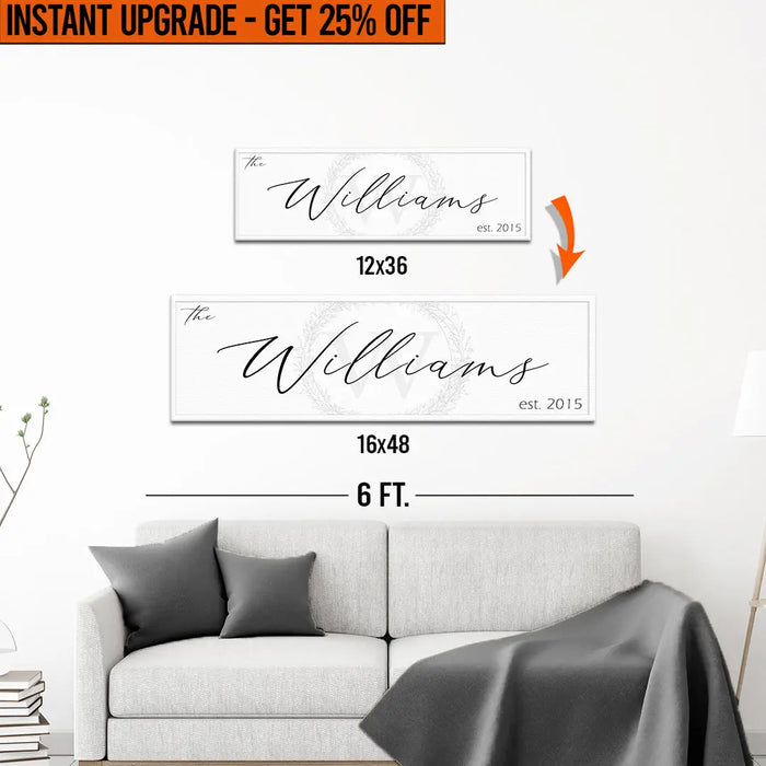 Upgrade Your 12x36 Inches 'Family Sign' (Style 2) Canvas To 16x48 Inches by Tailored Canvases