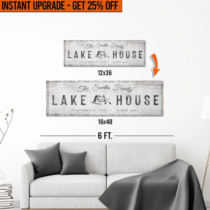 Upgrade Your 12x36 Inches 'Lake House Cabin' (Style 1) Canvas To 16x48 Inches by Tailored Canvases
