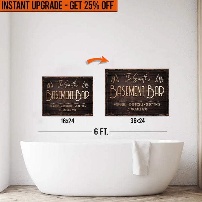 Upgrade Your 16x24 Inches 'Family Basement Bar' Canvas To 36x24 Inches by Tailored Canvases