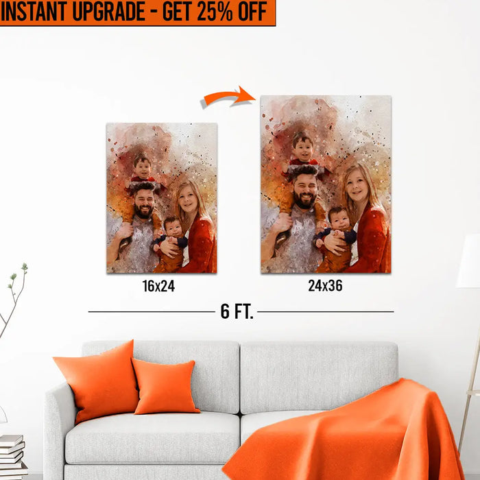 Upgrade Your 16x24 Inches 'Family Watercolor Portrait' Canvas To 24x36 Inches by Tailored Canvases