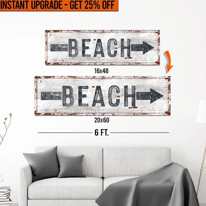 Upgrade Your 16x48 Inches 'Beach Arrow' (Style 2) Canvas To 20x60 Inches by Tailored Canvases