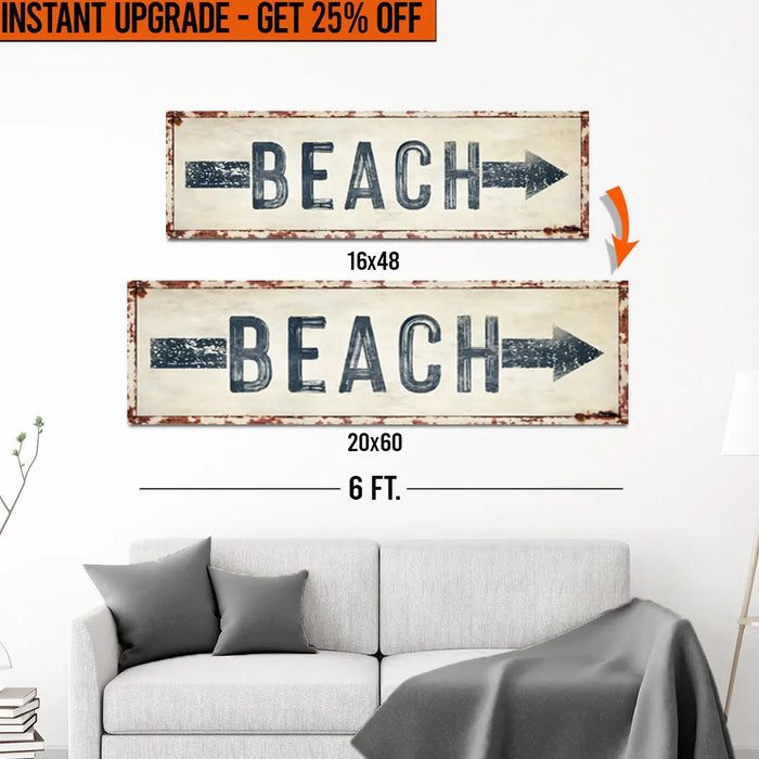 Upgrade Your 16x48 Inches 'Beach Arrow' (Style 3) Canvas To 20x60 Inches by Tailored Canvases