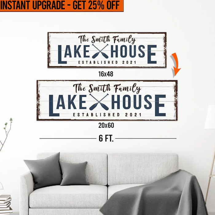 Upgrade Your 16x48 Inches 'Family Lake House Arrow' (Style 2) Canvas To 20x60 Inches by Tailored Canvases