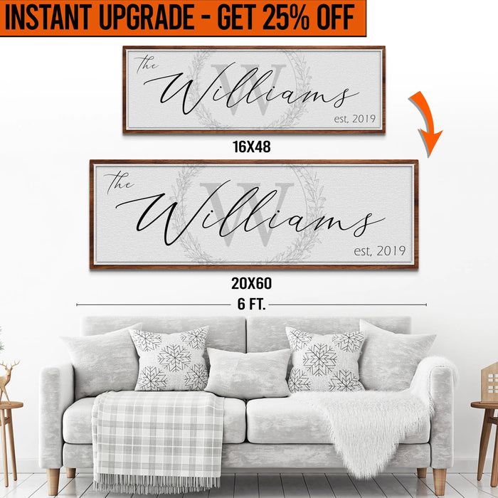Upgrade Your 16x48 Inches 'Family Sign' (Style 1) Canvas To 20x60 Inches by Tailored Canvases
