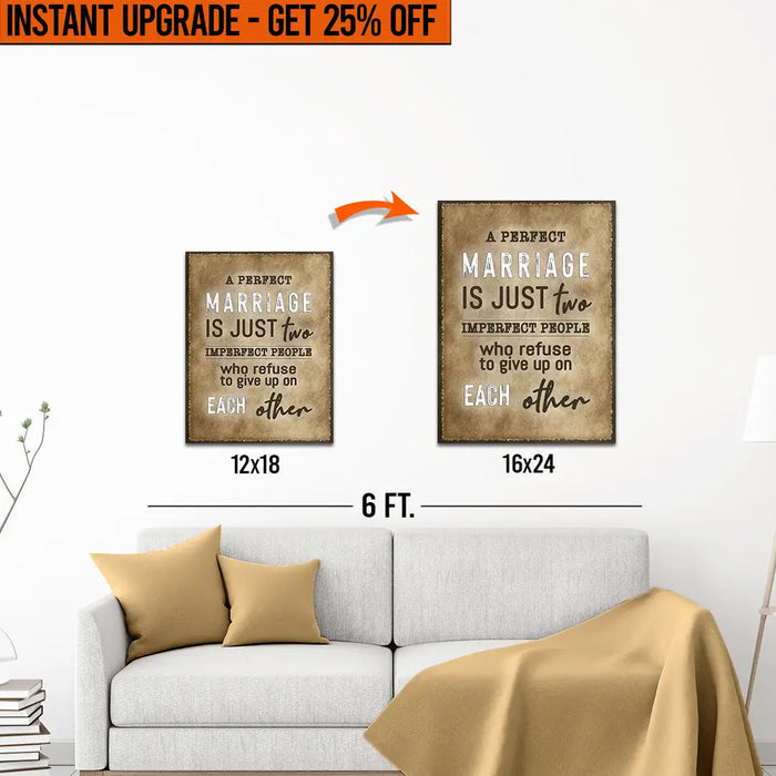 Upgrade Your 18x12 Inches 'A Perfect Marriage' Canvas To 24x16 Inches by Tailored Canvases