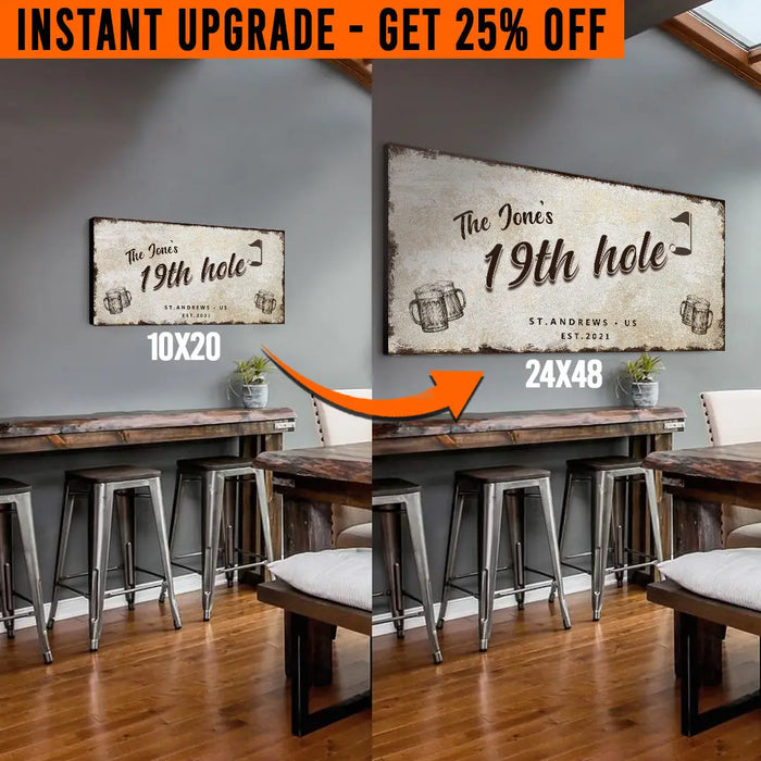 Upgrade Your 20x10 Inches '19th Hole Golf' (Style 3) Canvas To 48x24 Inches by Tailored Canvases